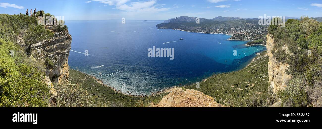 Gorgeous panorama of Cassis and the Calanques natural park near La Ciotat and Marseille, Bouches-du-Rhône, Provence-Alpes-Côte d'Azur, south of France - Smartphone Captured Stock Image