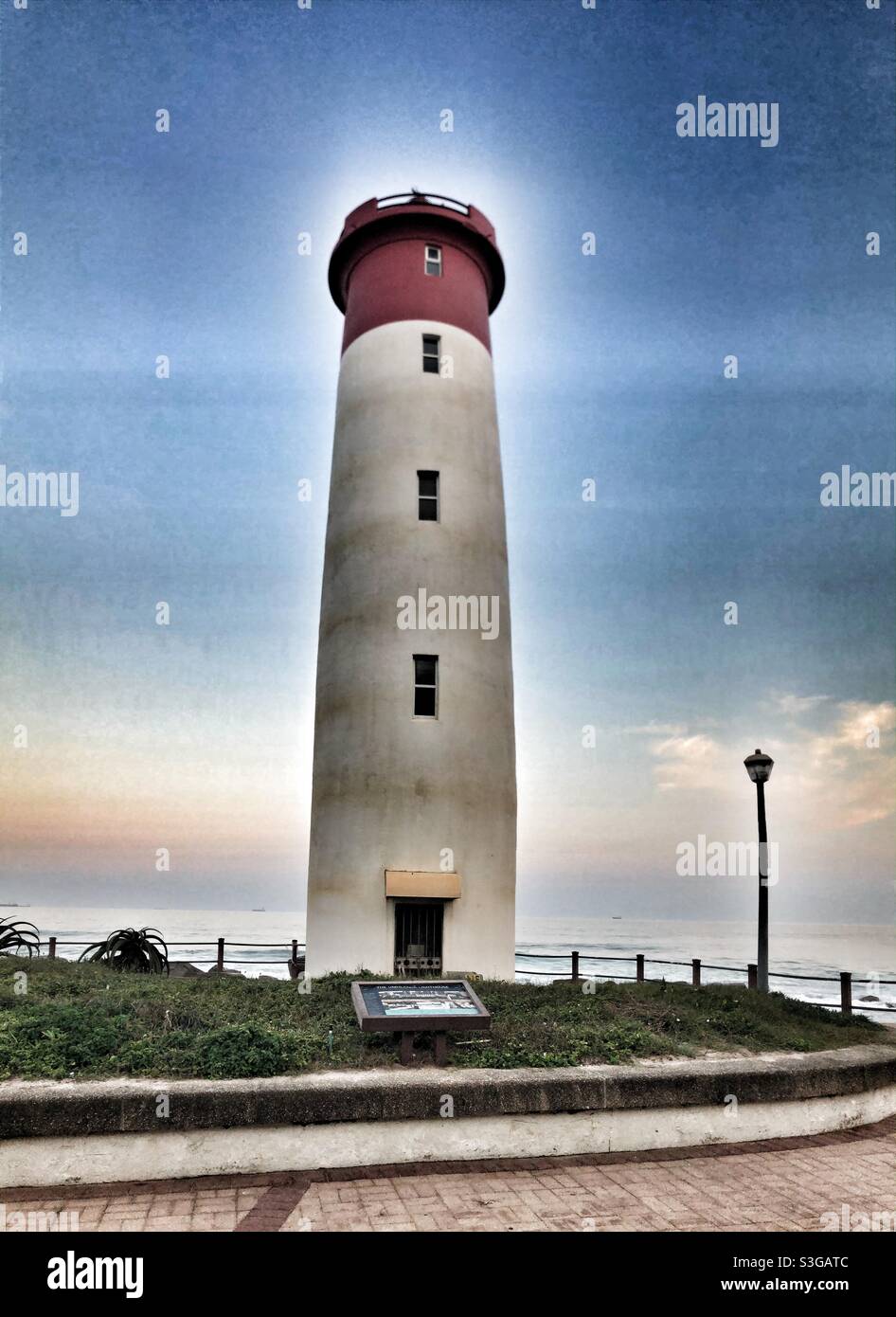 Umhlanga Rocks lighthouse just before sunset - Smartphone Captured Stock Image