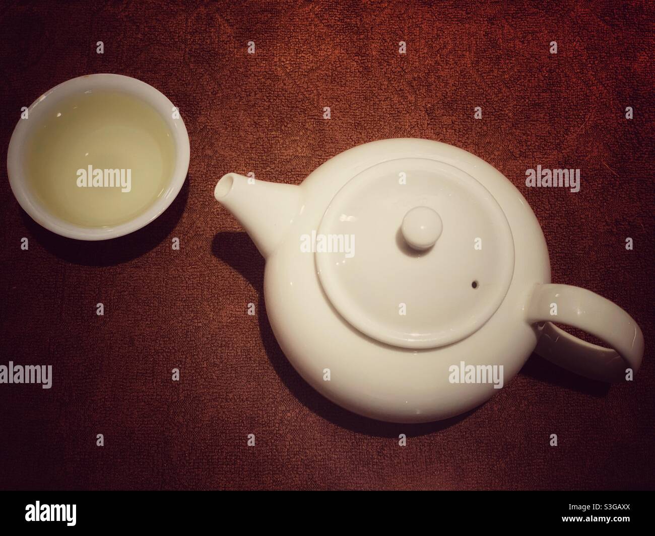 Tea time. Feel the aroma of chinese tea. - Smartphone Captured Stock Image