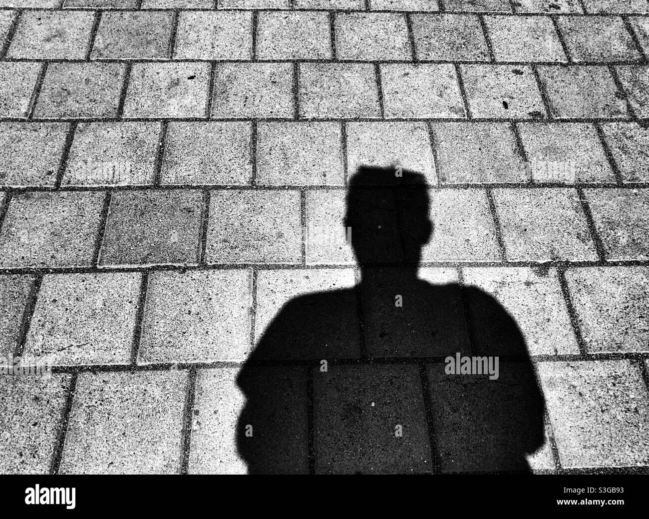 Shadow of a man on slabs - Smartphone Captured Stock Image