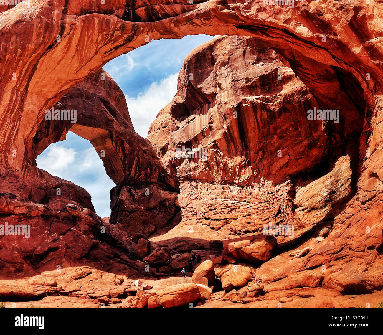 Famous double arch in arches national park, utah - Smartphone Captured Stock Image