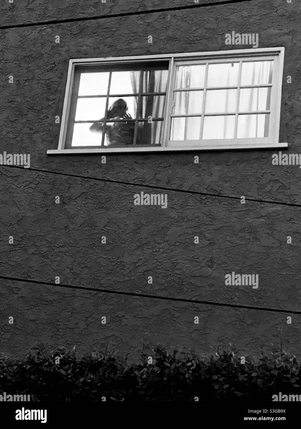 Figure in window watching - Smartphone Captured Stock Image