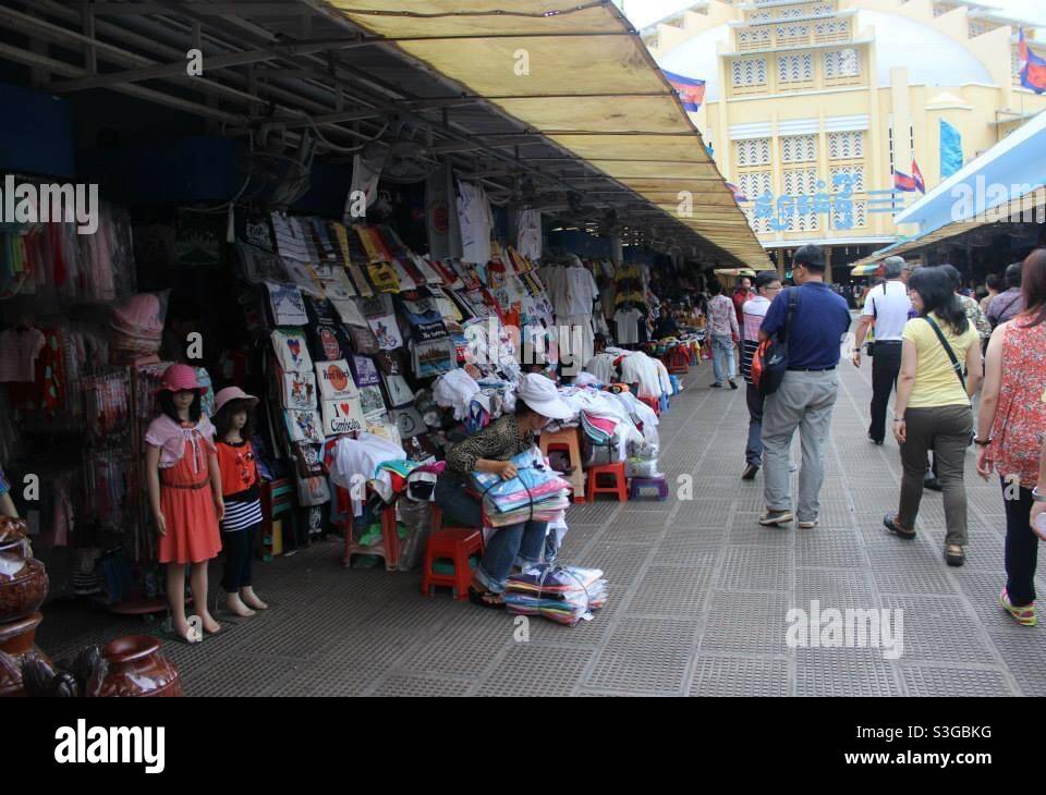 Market place in the streets of Cambodia - Smartphone Captured Stock Image