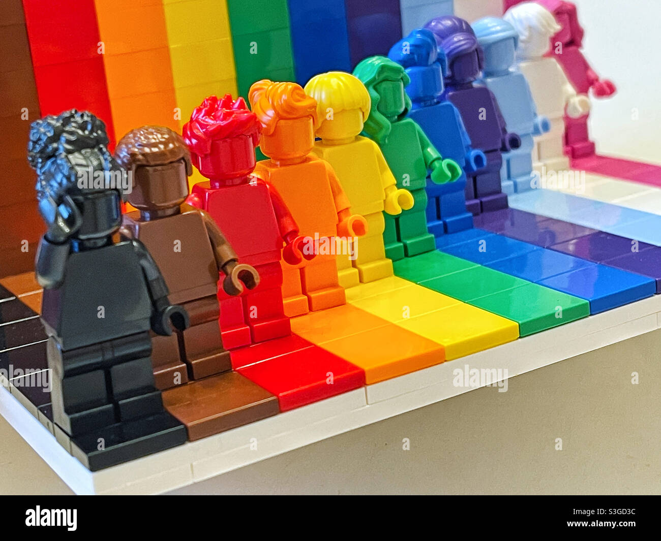 Lego is Awesome with rainbow colored figurines Stock Photo - Alamy