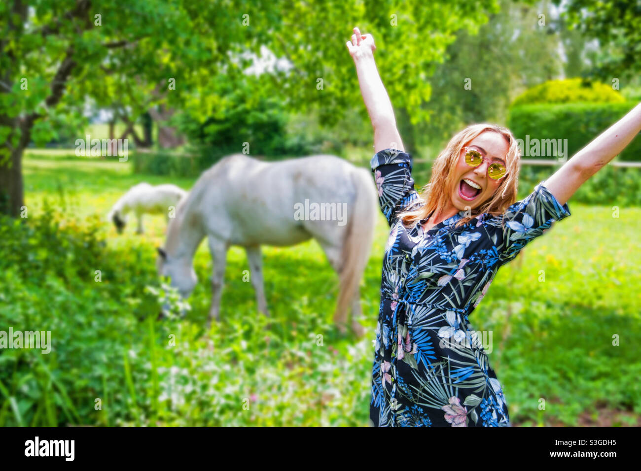 Girl with horse - Smartphone Captured Stock Image