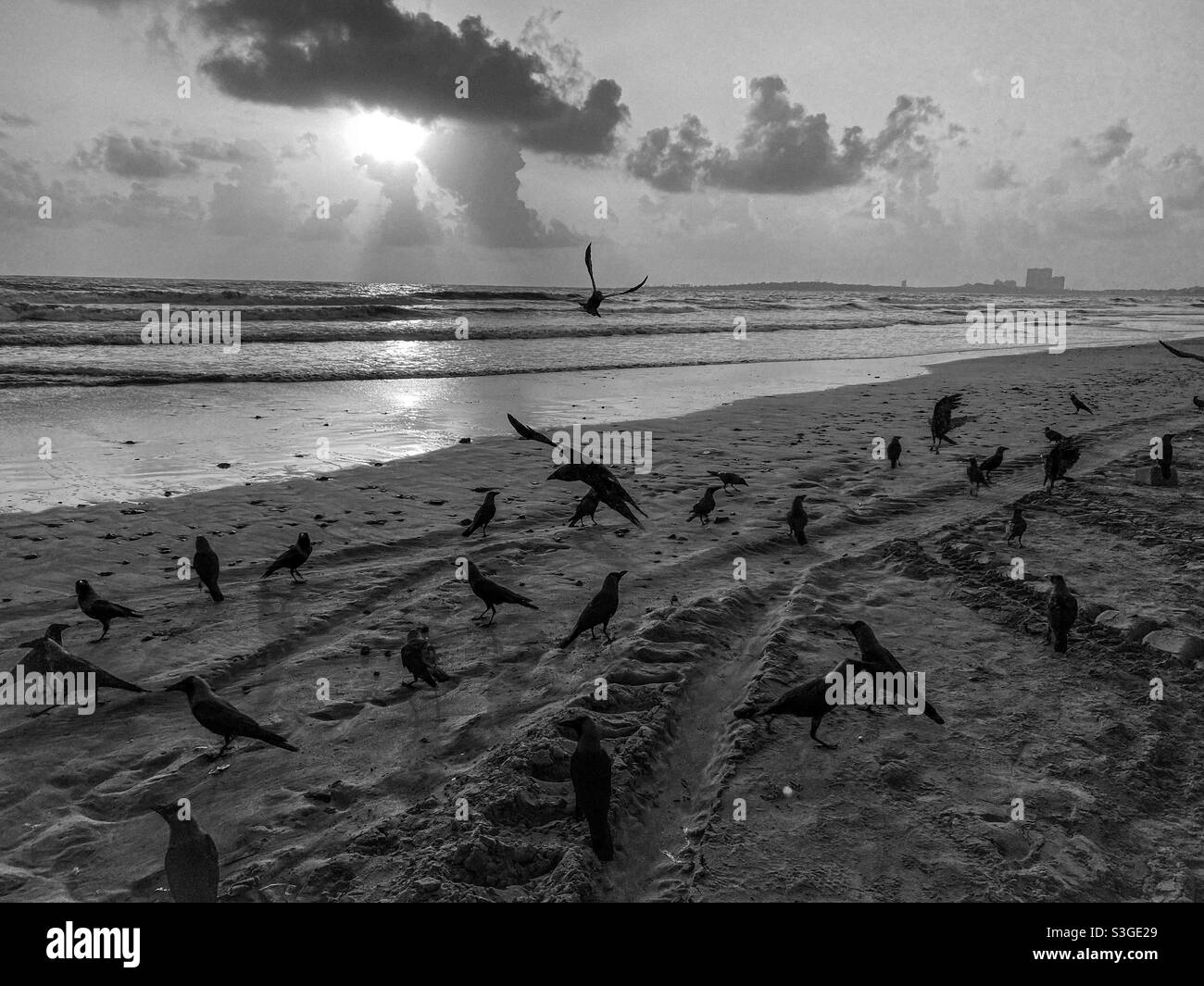 Juhu beach view, during lockdown 2021 in Mumbai India. - Smartphone Captured Stock Image