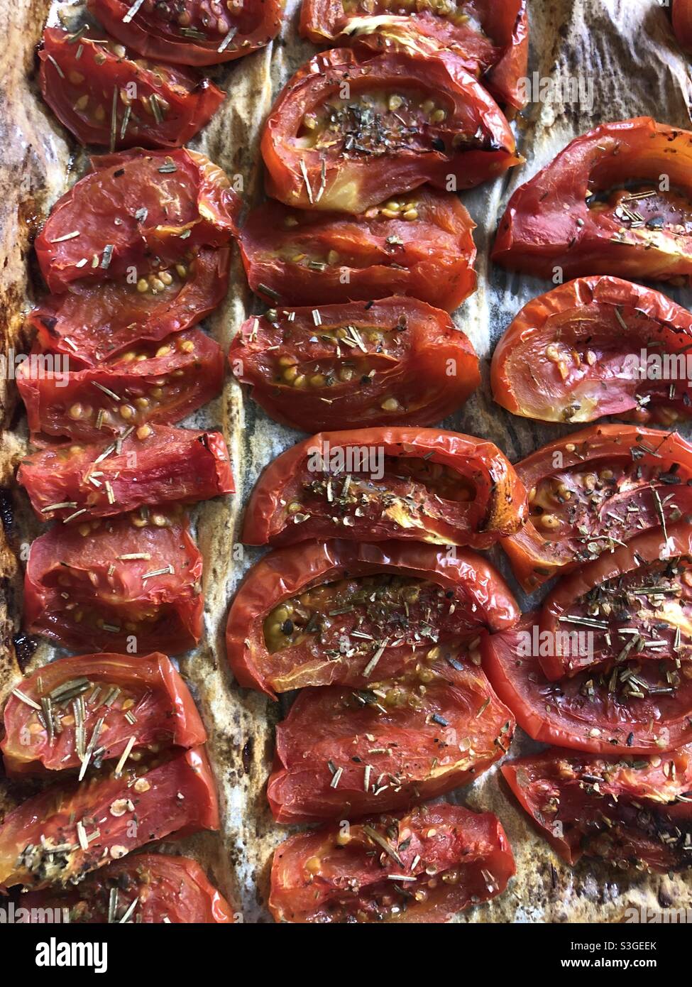 Oven Roasted tomatoes Stock Photo