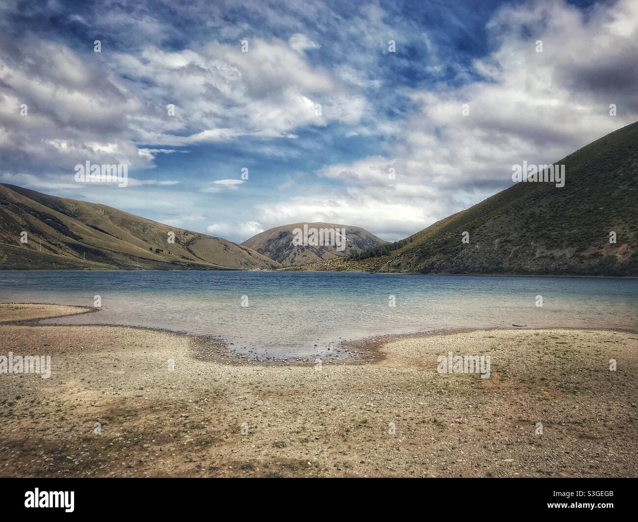 Lake Lyndon, Canterbury Region, South Island, New Zealand - Smartphone Captured Stock Image