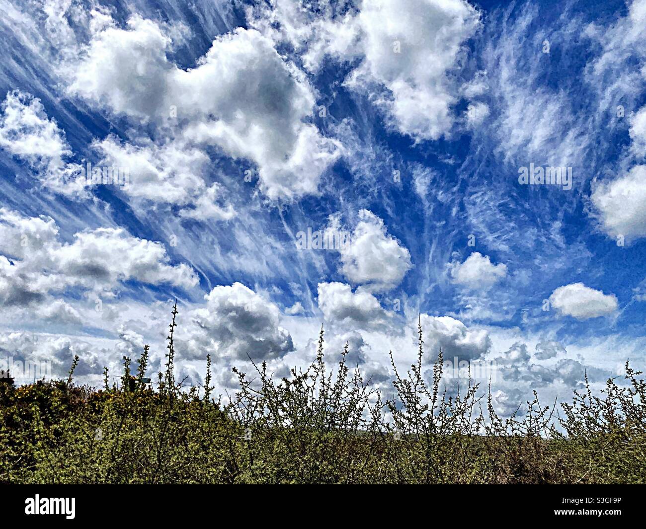 Magical skies over Cornwall, UK. Stock Photo