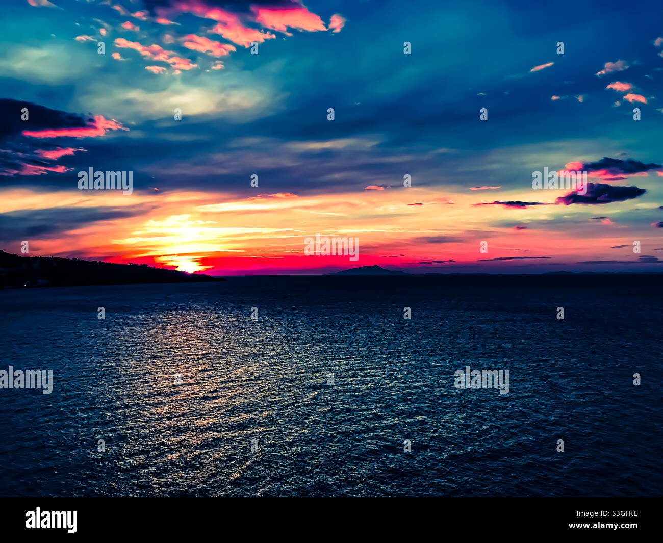 Amalfi coast sunset Stock Photo - Alamy
