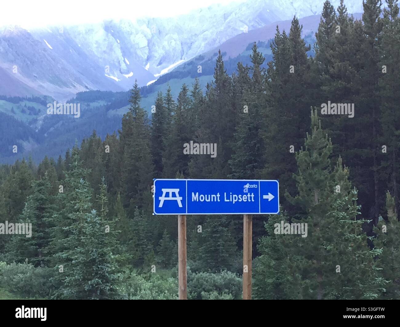 Picnic table, mountains, mountainous, resting place, relax, rest, eat, scenery, Rockies, Rocky Mountains, traveler - Smartphone Captured Stock Image