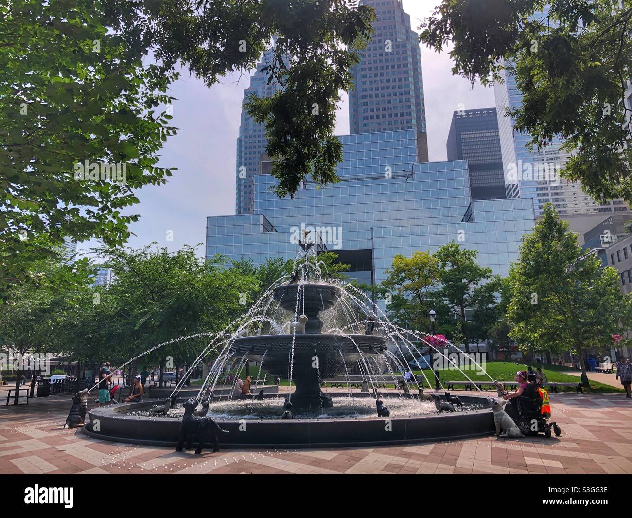 A fountain in a Toronto, Canada, downtown neighbourhood. Stock Photo