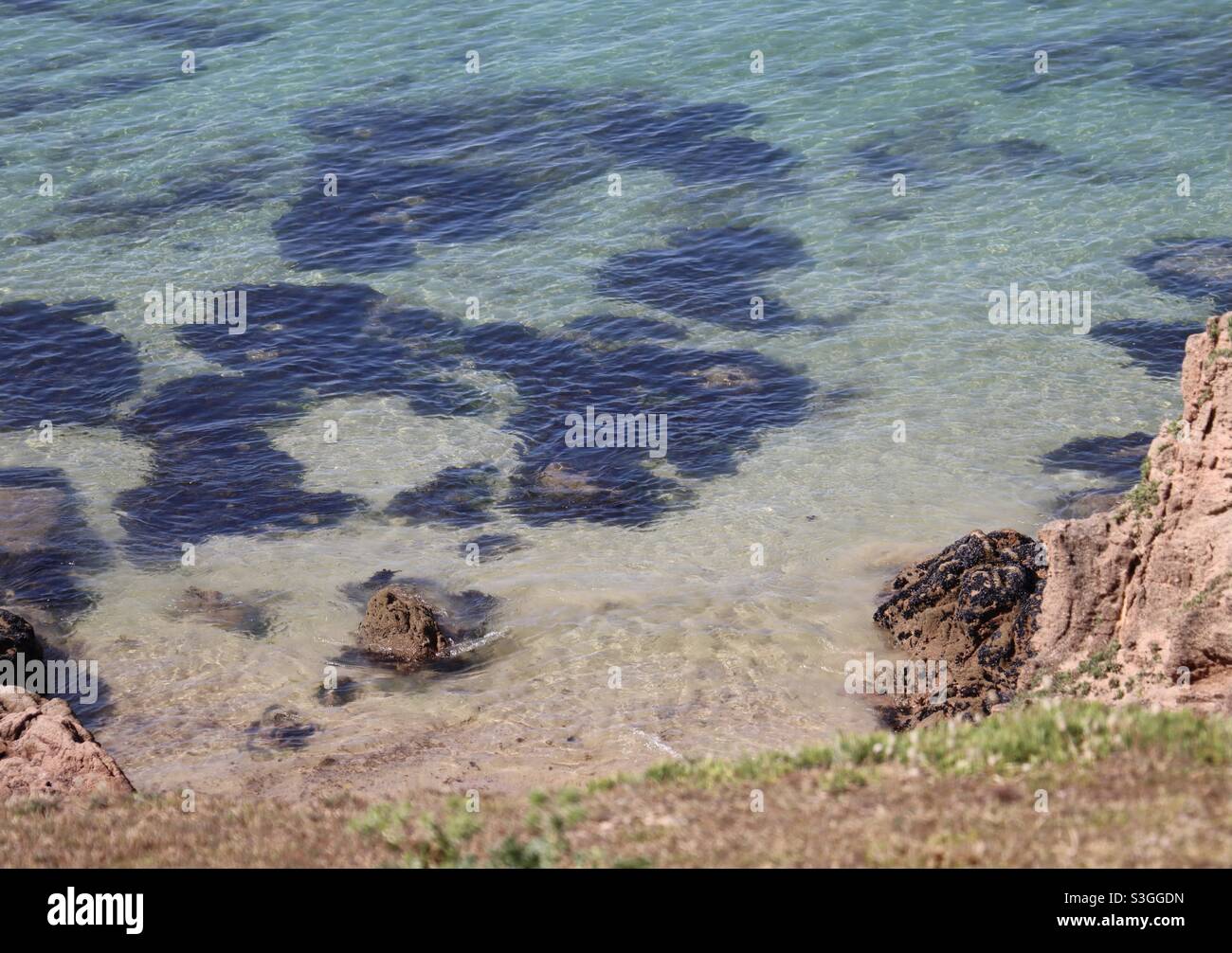 Ocean transparency at the island of Houat in Brittany, Morbihan, France - Smartphone Captured Stock Image