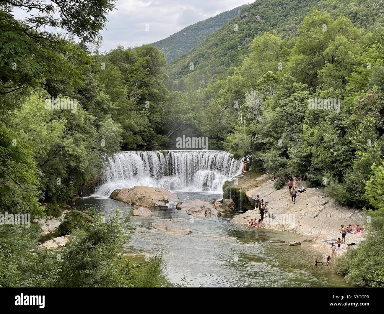 Waterfalls over La Vis river near Hérault at Ganges and Montpellier,  Occitanie, south of France Stock Photo - Alamy