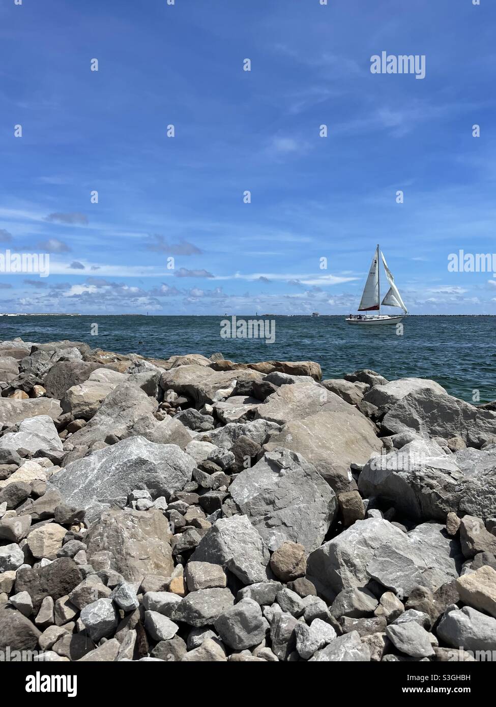 Sailboat on the gulf of Mexico water - Smartphone Captured Stock Image