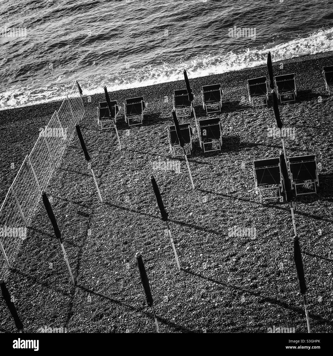 Sun loungers on Amalfi beach - Smartphone Captured Stock Image