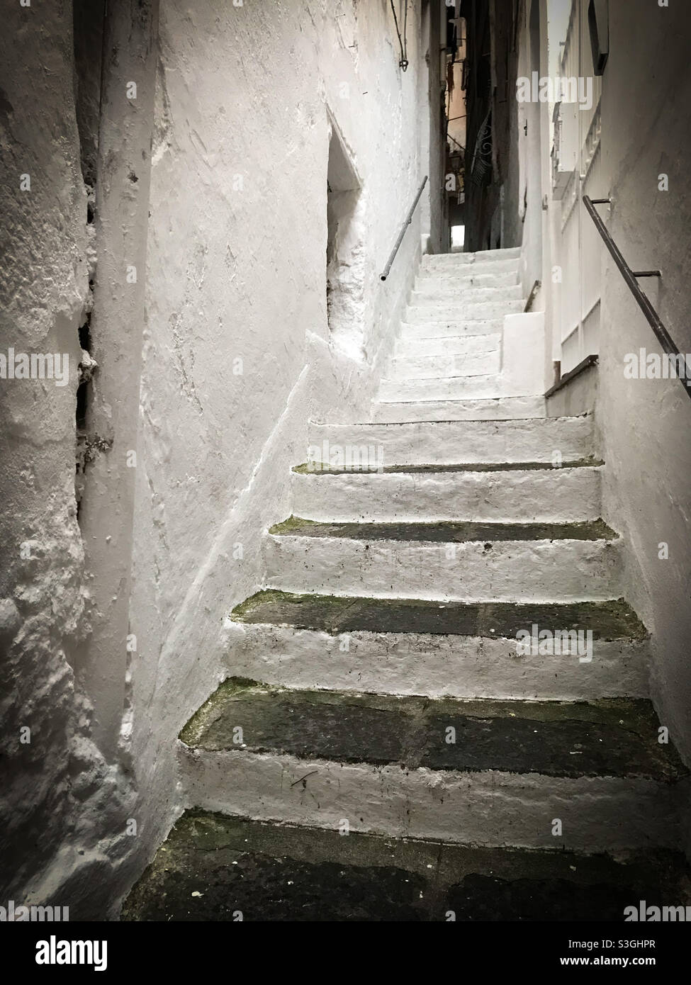 White wash staircase in Amalfi, Italy - Smartphone Captured Stock Image