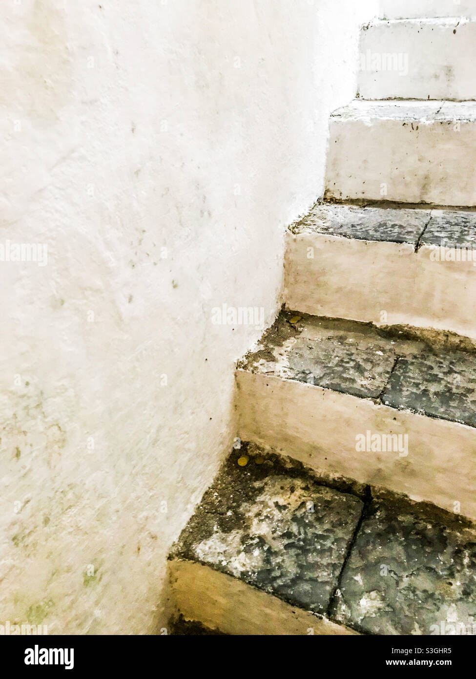 White wash stone staircase, Italy - Smartphone Captured Stock Image
