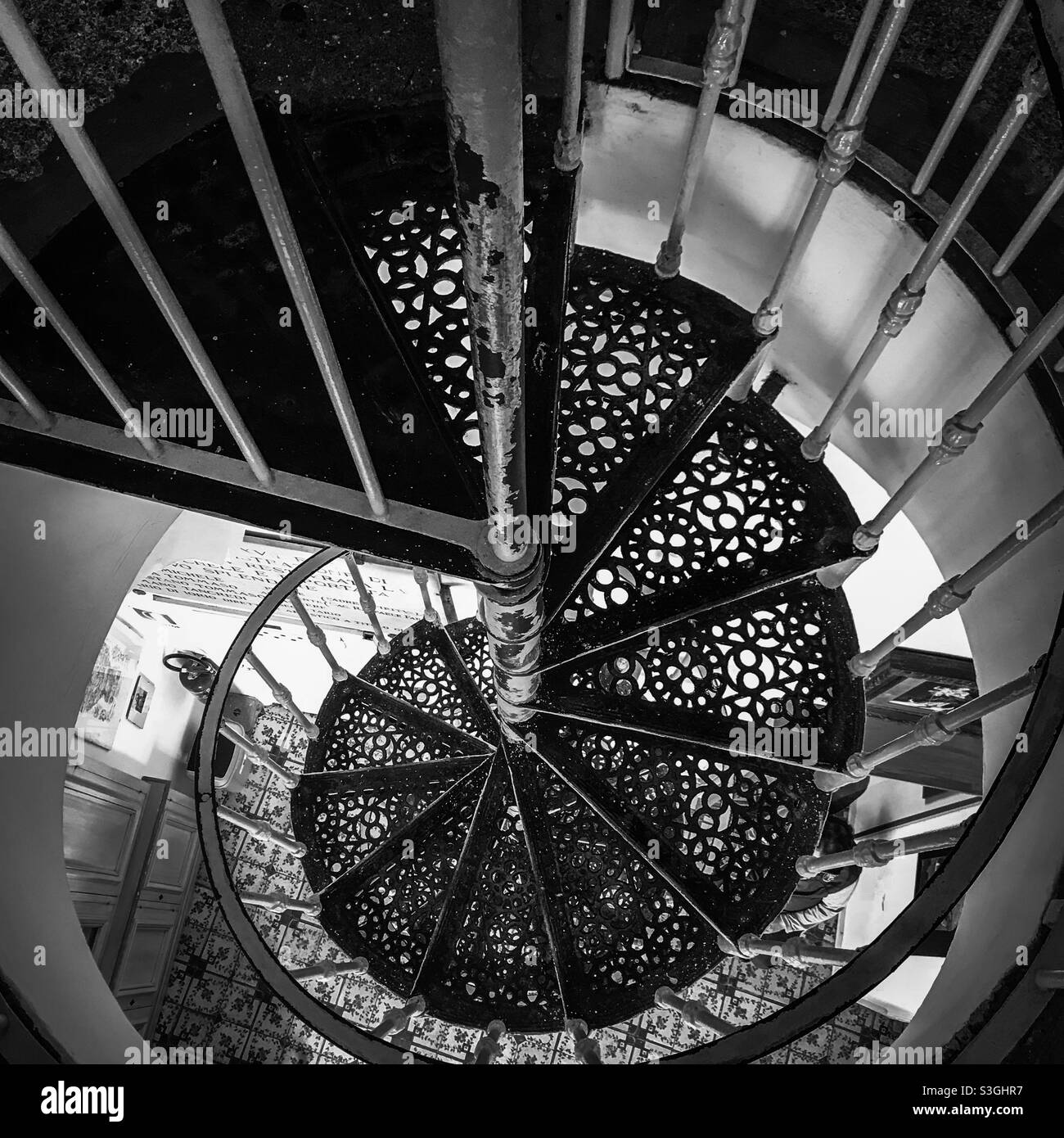 Spiral iron staircase, Michele Arcangelo, church, Capri - Smartphone Captured Stock Image Spiral iron staircase, Michele Arcangelo, church, Capri - Smartphone Captured Stock Image