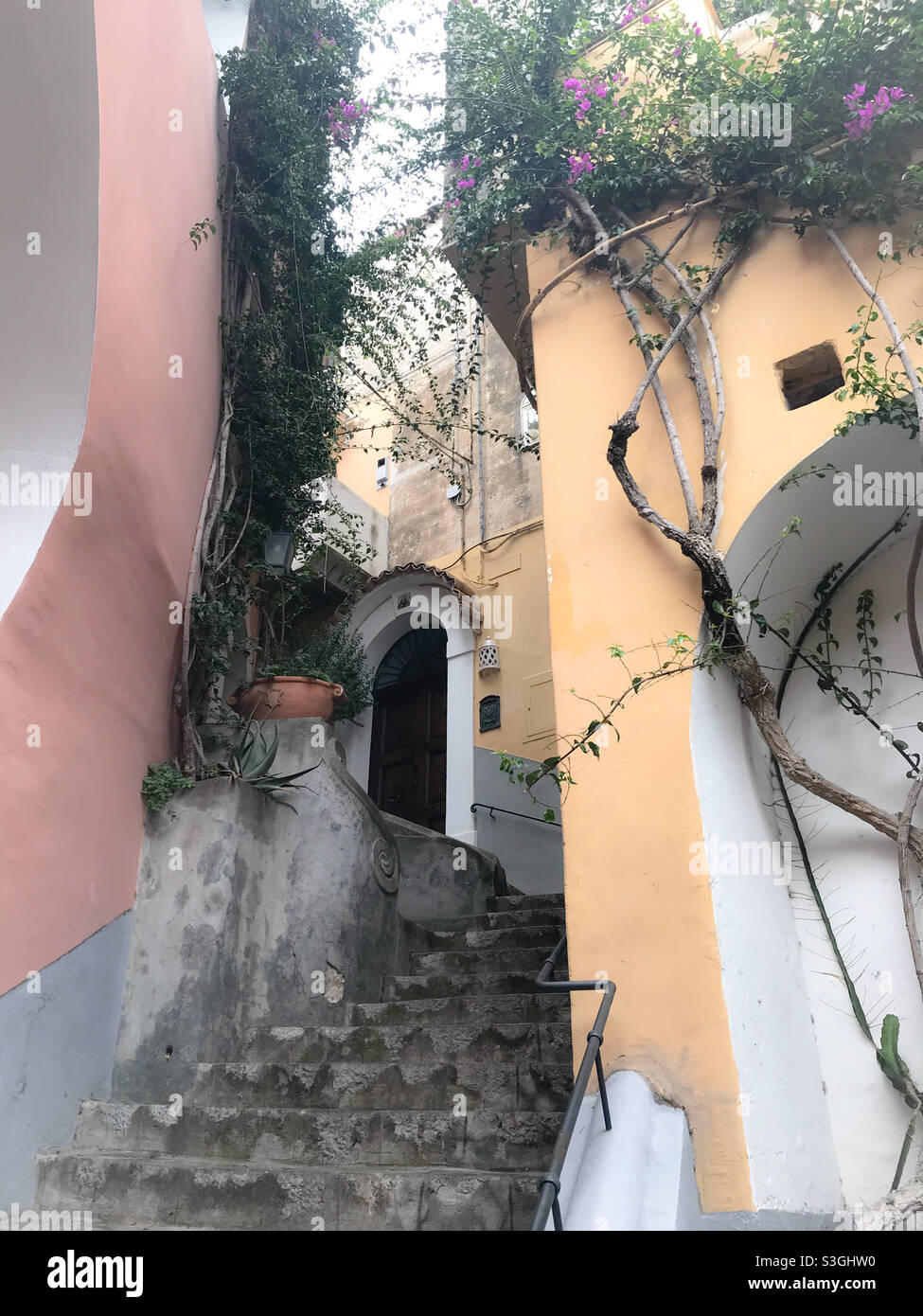 Picturesque building & steps in Positano, Italy - Smartphone Captured Stock Image