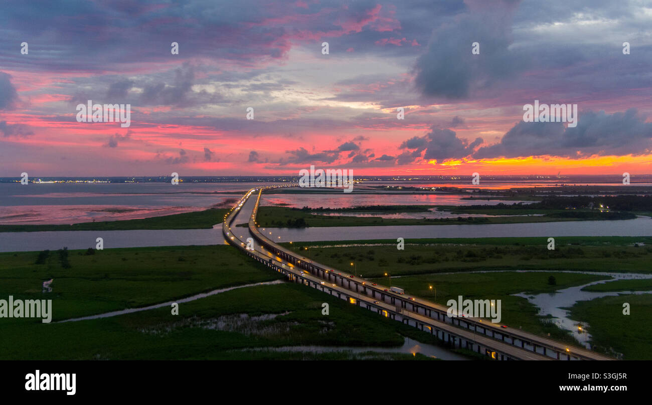 Sunset on Mobile Bay - Smartphone Captured Stock Image