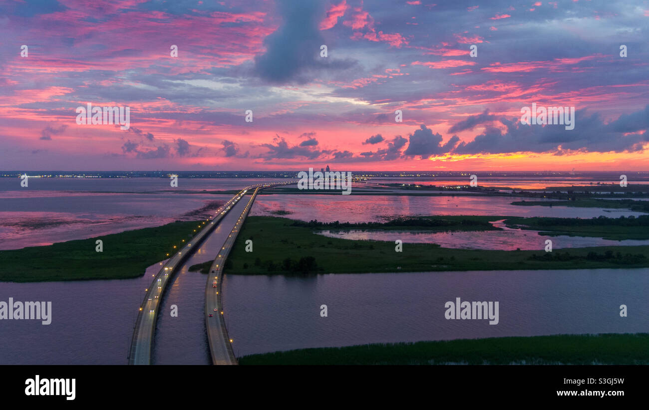 Mobile Bay sunset - Smartphone Captured Stock Image