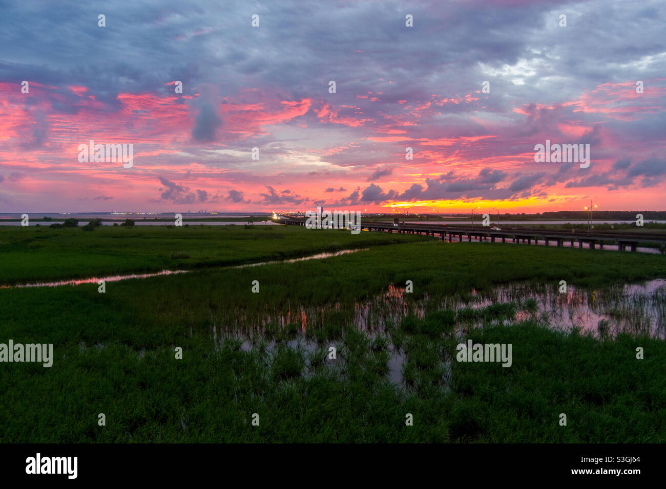 Pink sky at dusk - Smartphone Captured Stock Image
