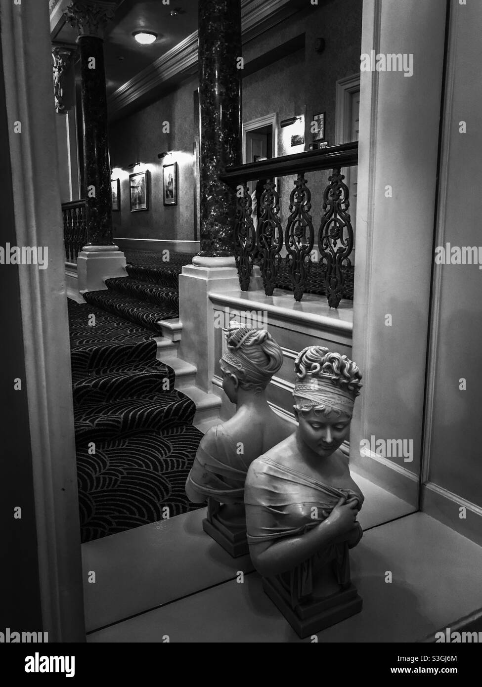 The Grand Hotel, Brighton, staircase and bust of a lady - Smartphone Captured Stock Image The Grand Hotel, Brighton, staircase and bust of a lady - Smartphone Captured Stock Image