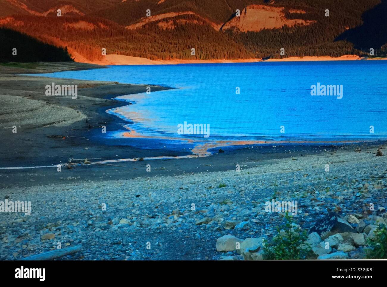 Barrier lake, Alberta, Canada, Kananaskis country, Lakes, mountains, Rockies, scenics, landscape, tourism - Smartphone Captured Stock Image