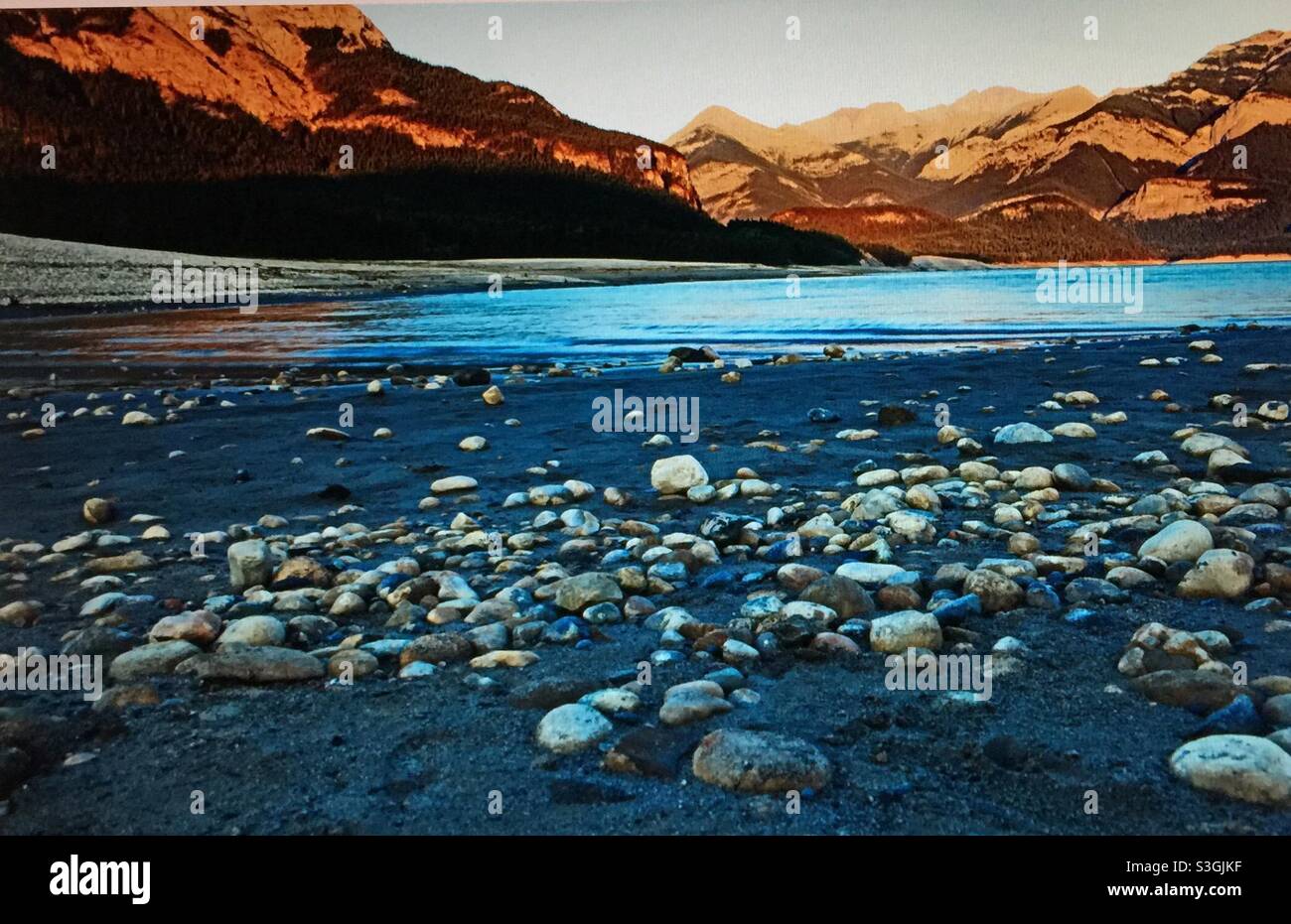 Barrier lake, Alberta, Canada, Kananaskis country, Lakes, mountains, Rockies, scenics, landscape, tourism - Smartphone Captured Stock Image