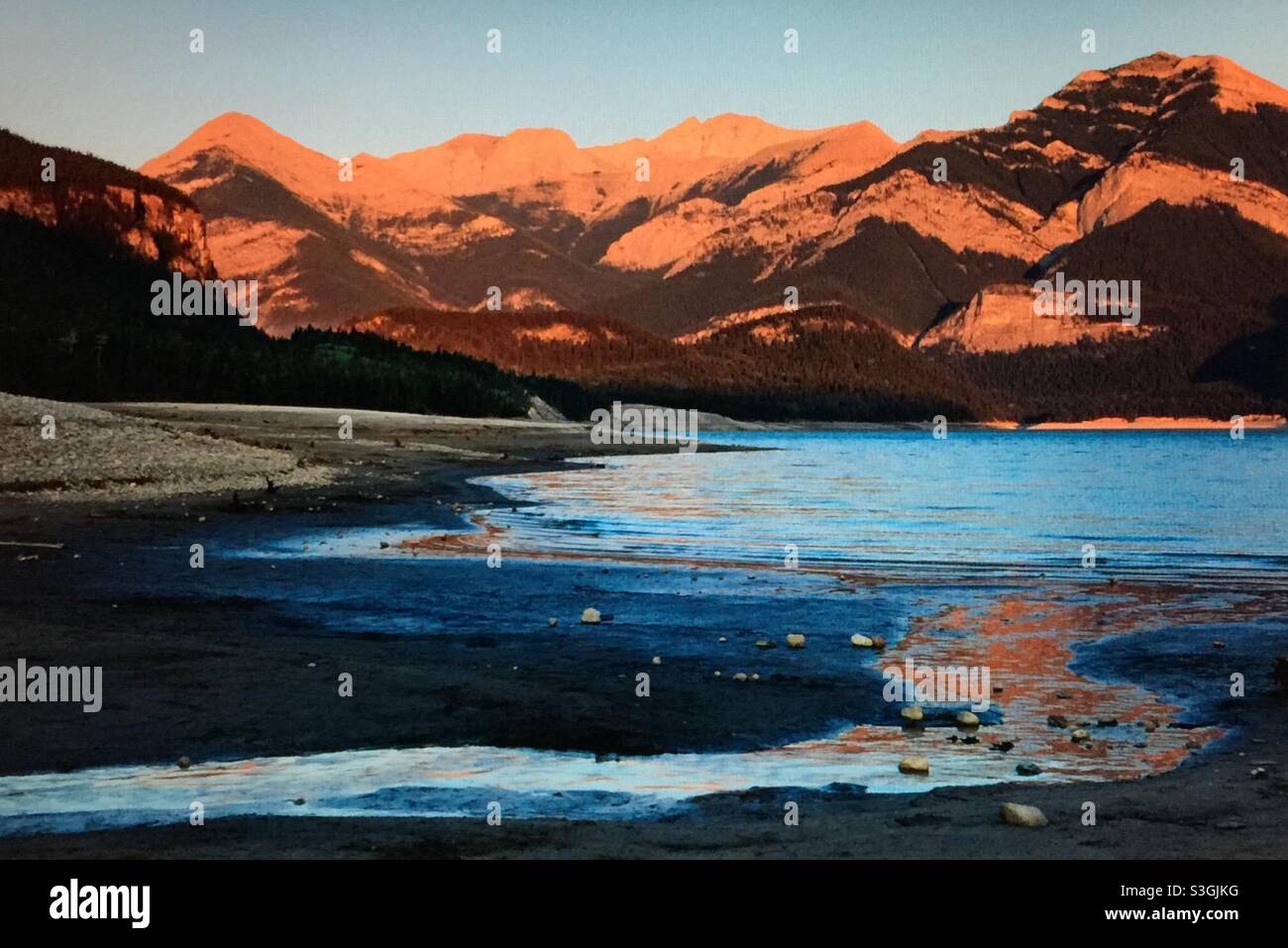 Barrier lake, Alberta, Canada, Kananaskis country, Lakes, mountains, Rockies, scenics, landscape, tourism - Smartphone Captured Stock Image