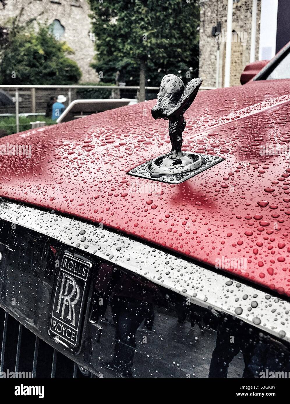 Rolls Royce Black Badge Emblem on Ghost at Goodwood Festival Of Speed 2021 - Smartphone Captured Stock Image