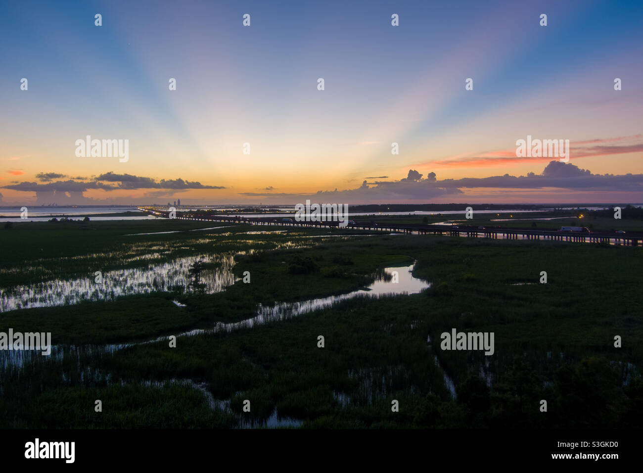 Mobile Bay at sunset - Smartphone Captured Stock Image