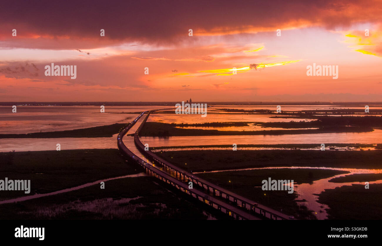 Aerial view of Mobile Bay - Smartphone Captured Stock Image