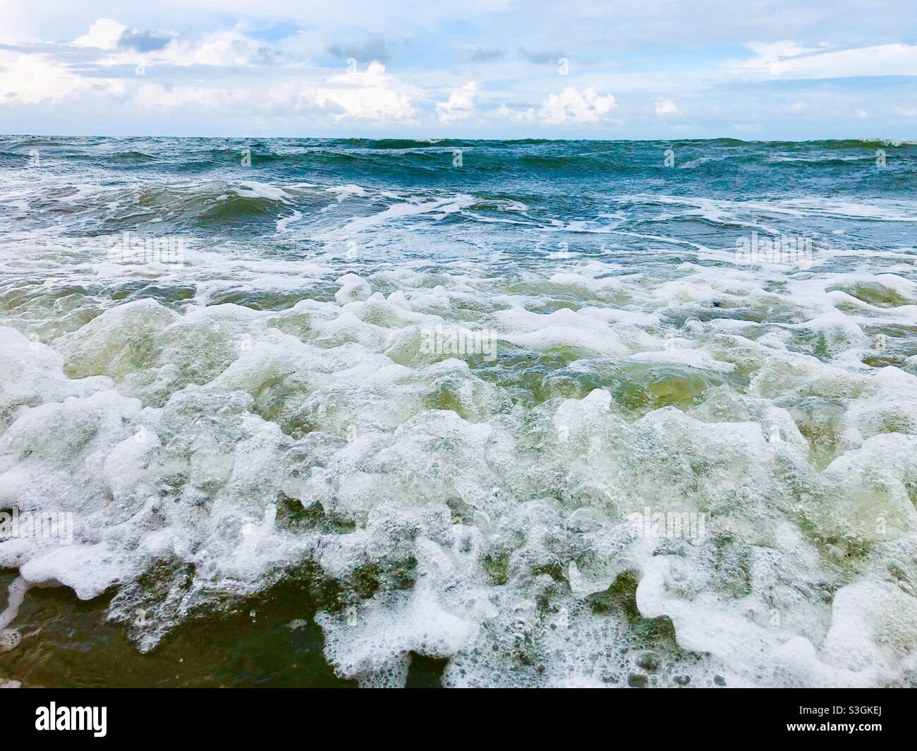 Waves crushing on the beach in Corpus Christi Texas - Smartphone Captured Stock Image