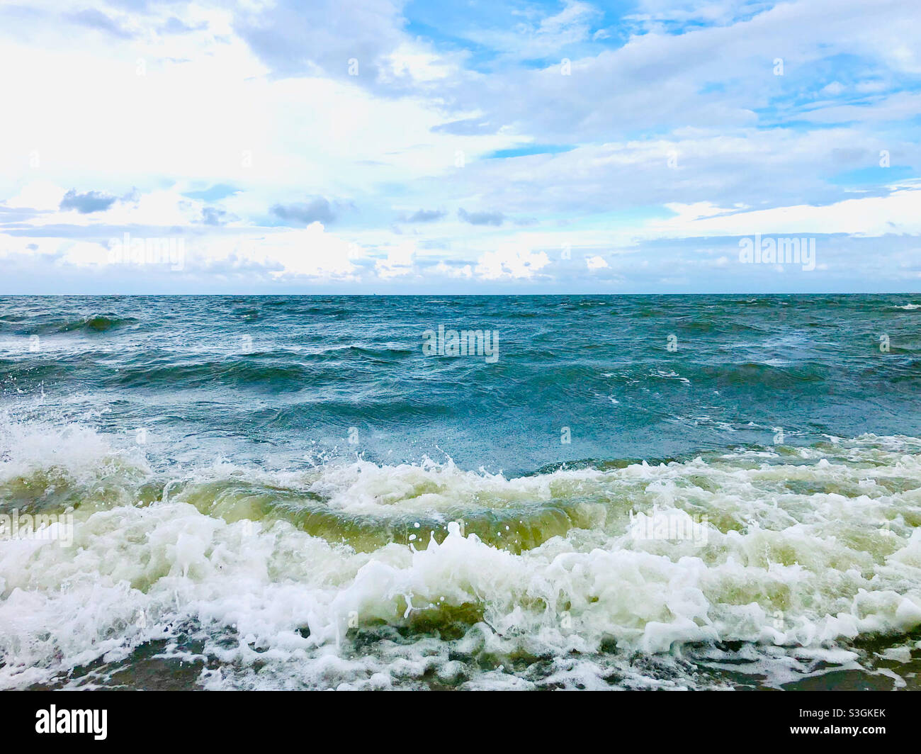 Waves crashing on the beach, Corpus Christi, Texas Stock Photo