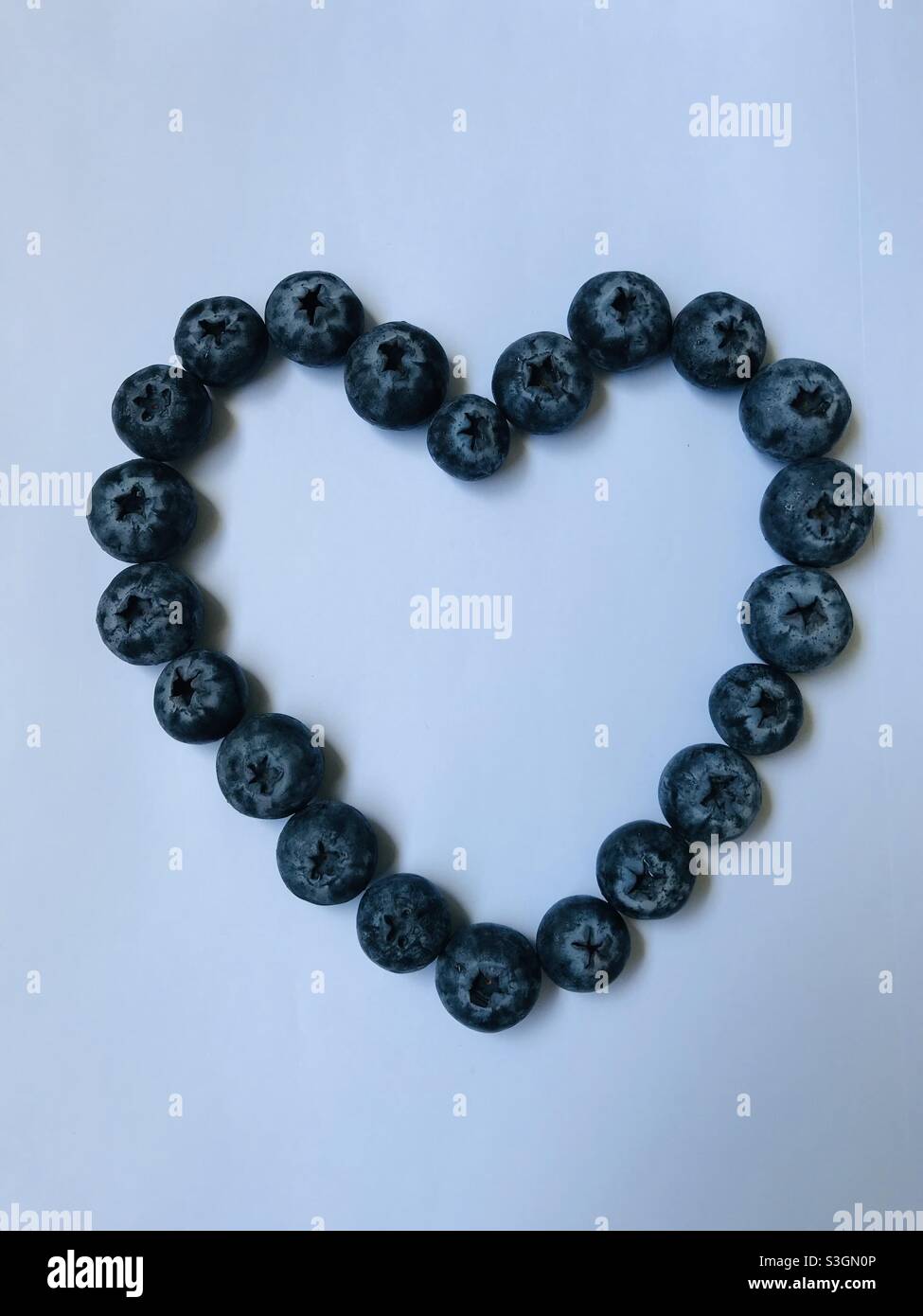 Heart shape blueberries.. Stock Photo