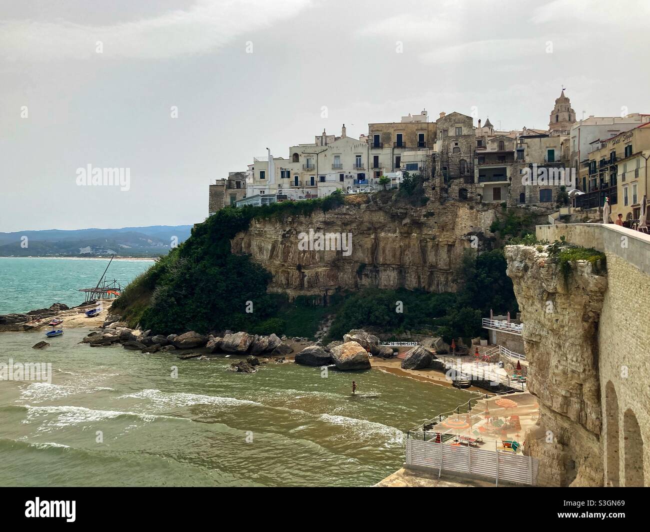 View of the town of Vieste, Italy - Smartphone Captured Stock Image