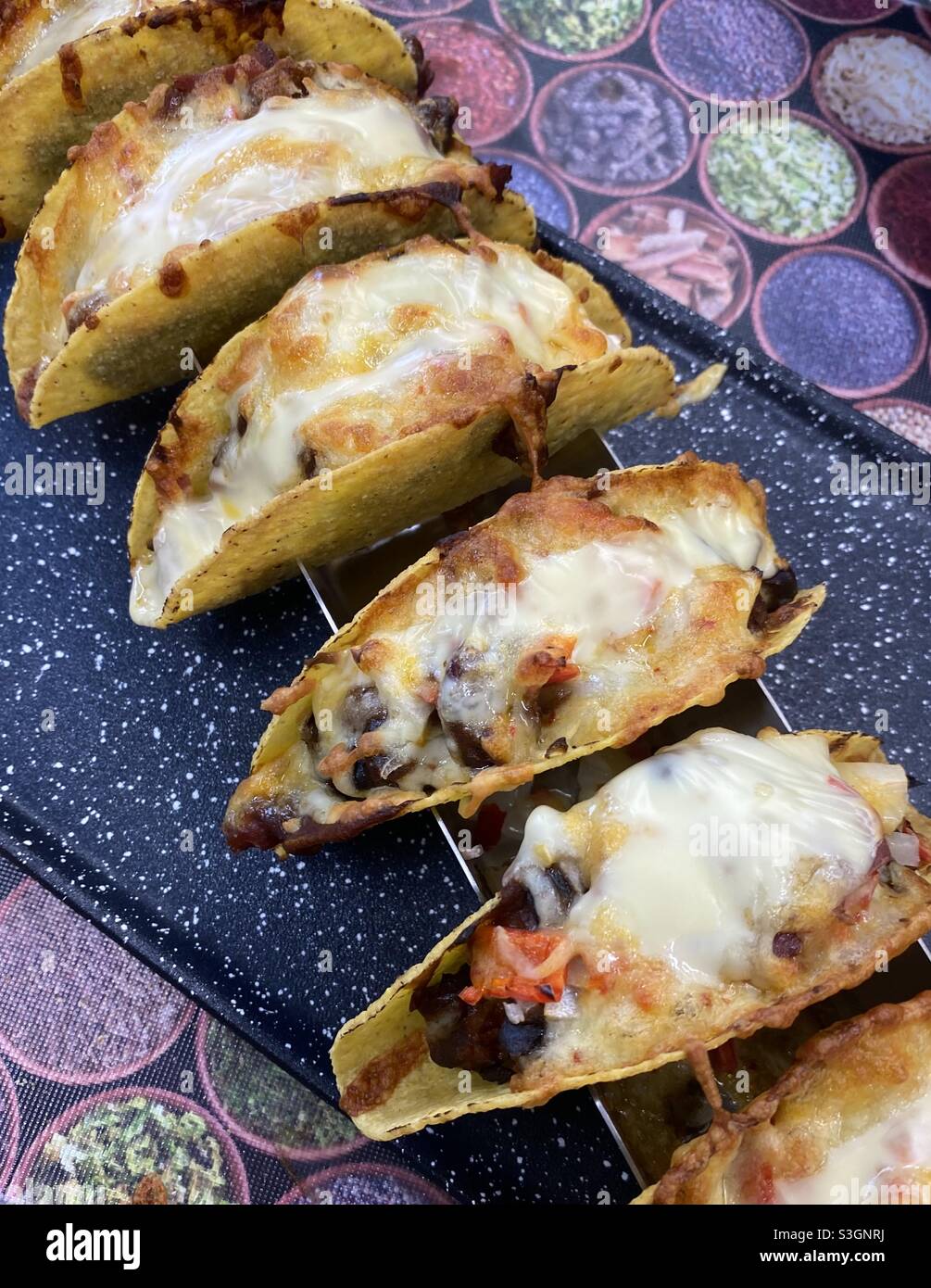 Spicy Cheesy Chicken Taco Friday - Smartphone Captured Stock Image