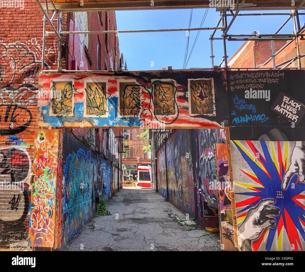Graffiti Alley in a Toronto neighbourhood. - Smartphone Captured Stock Image