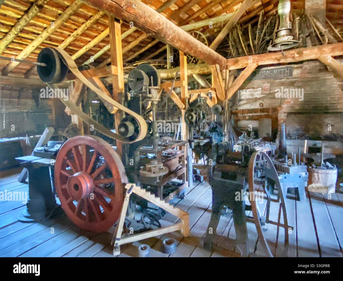 Old room from the wild wild West where they would repair covered wagons and stagecoaches - Smartphone Captured Stock Image