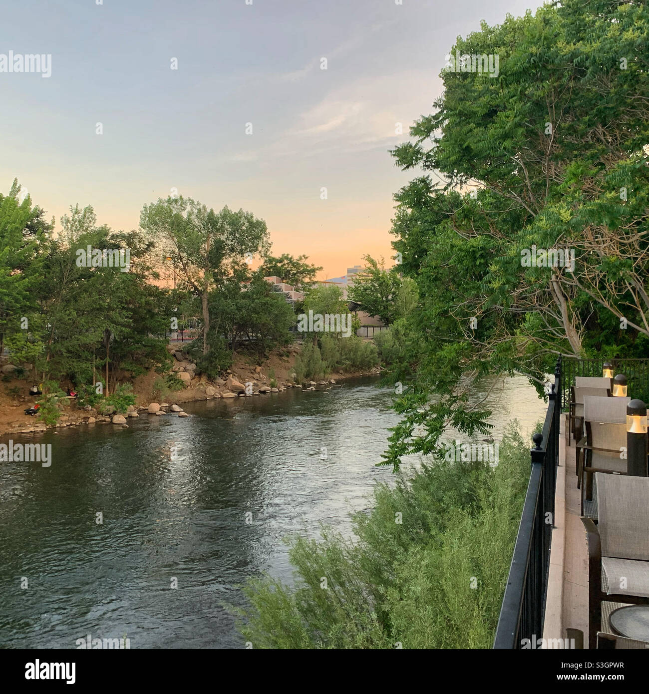 June, 2021, view of the Truckee River from the deck behind the