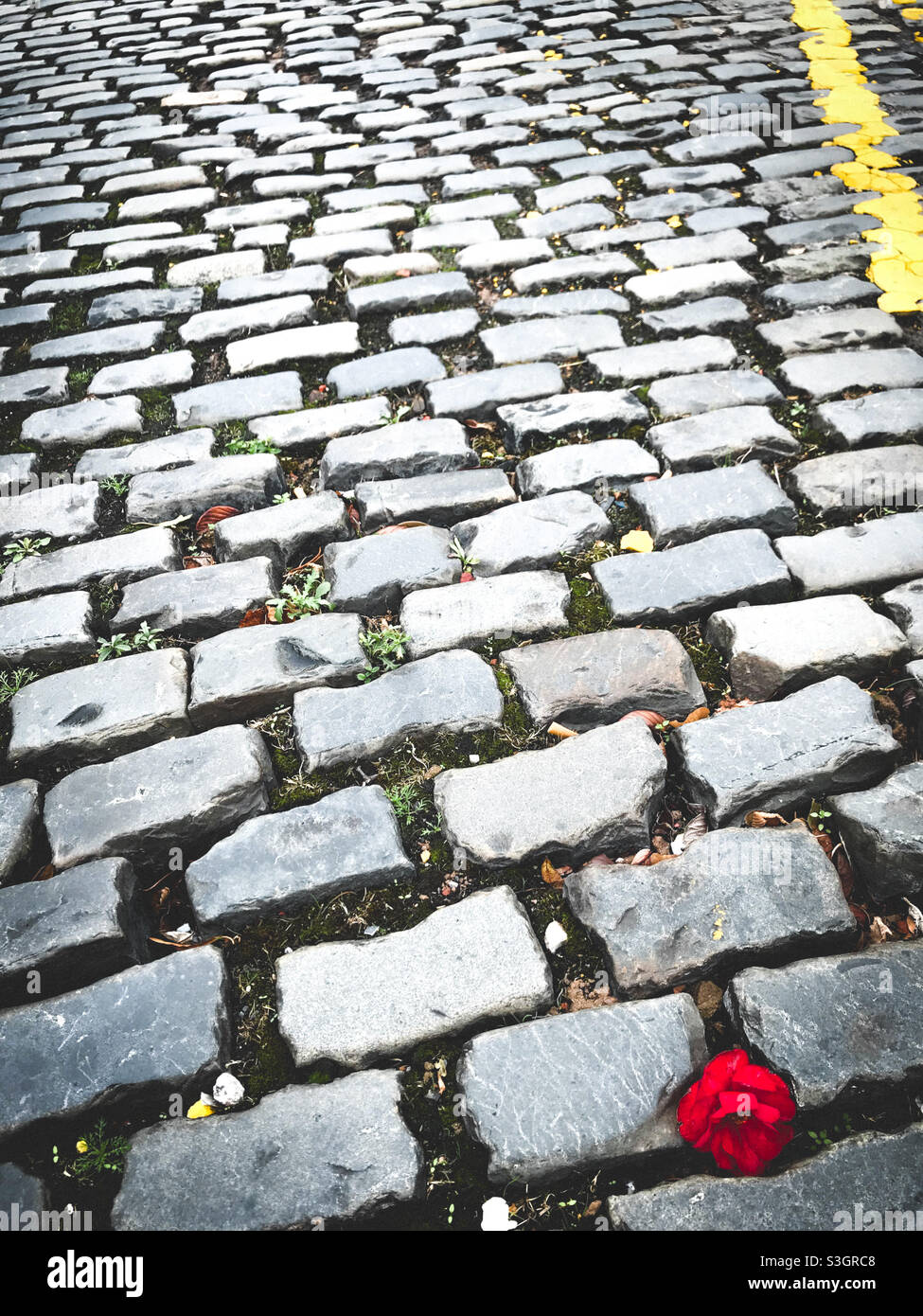 A cobbled road in Manchester Stock Photo