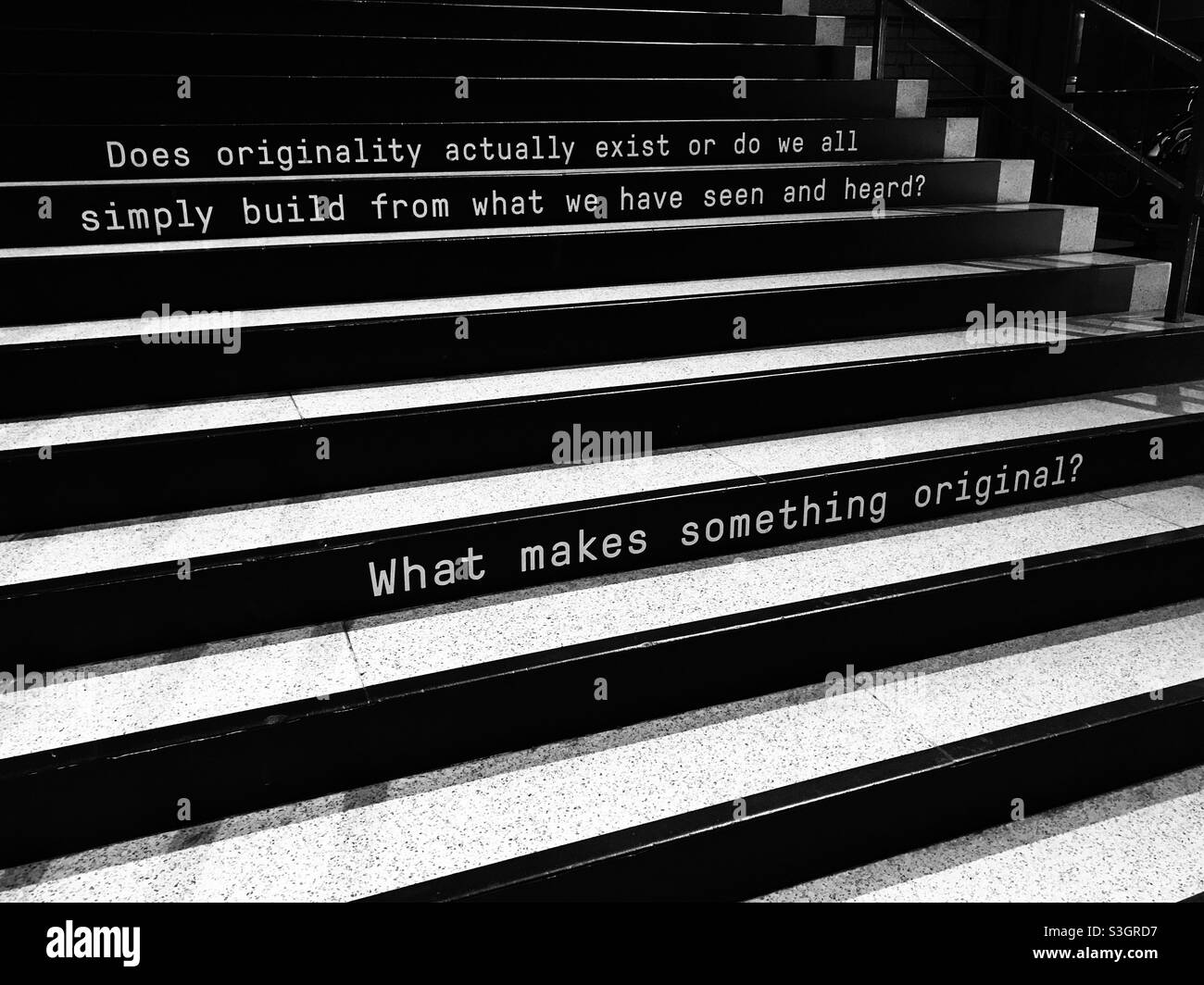 Quotes on the steps of the Royal Northern College of Music, Manchester Stock Photo