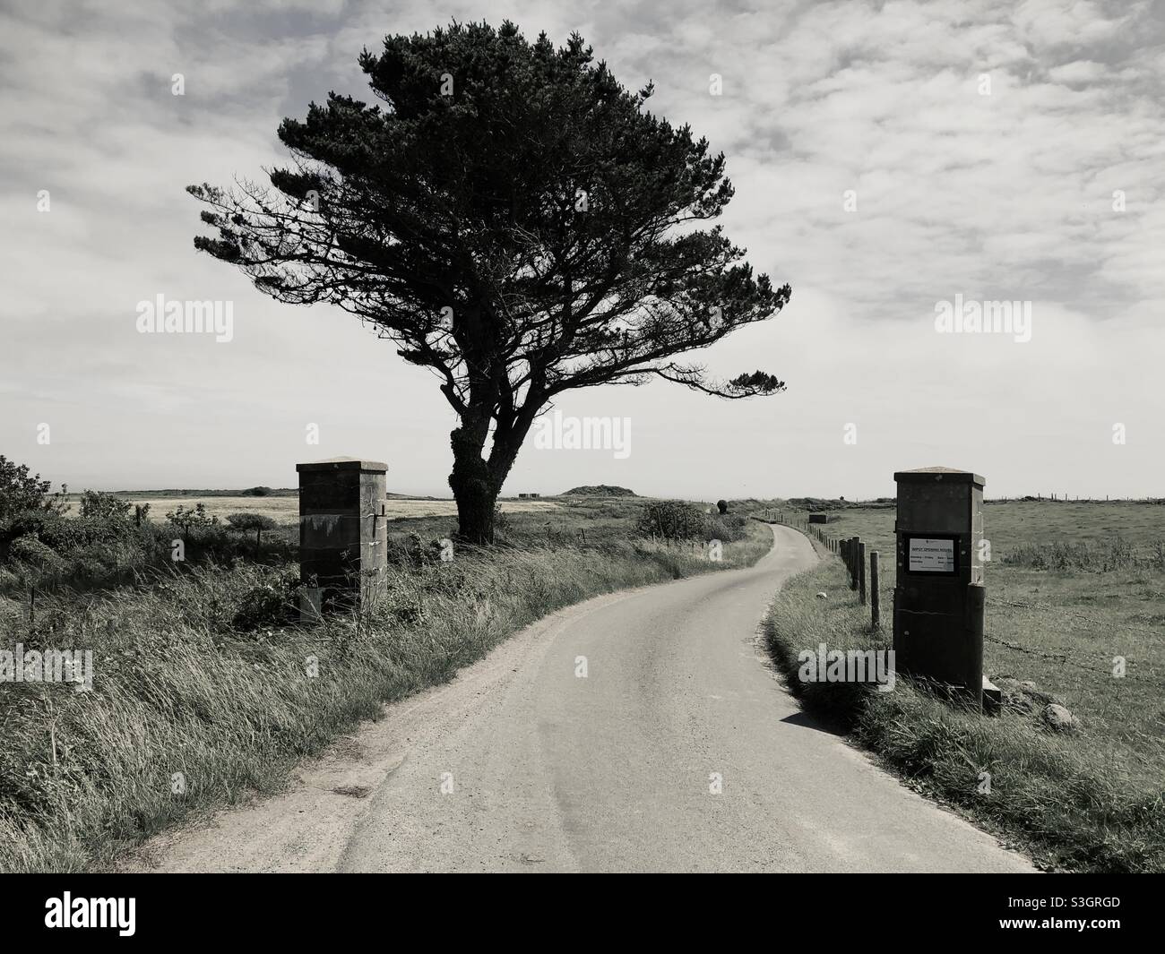The gates to Larger Borkum on the island of Alderney a German concentration camp. Stock Photo