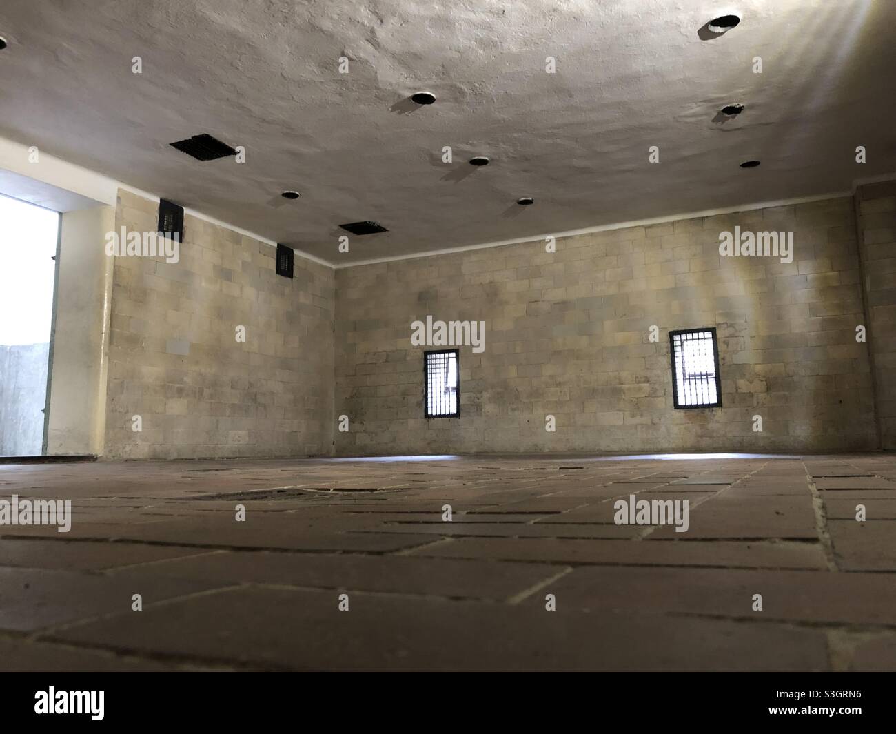 Gas chamber, Dachau Concentration Camp Memorial site - Smartphone Captured Stock Image