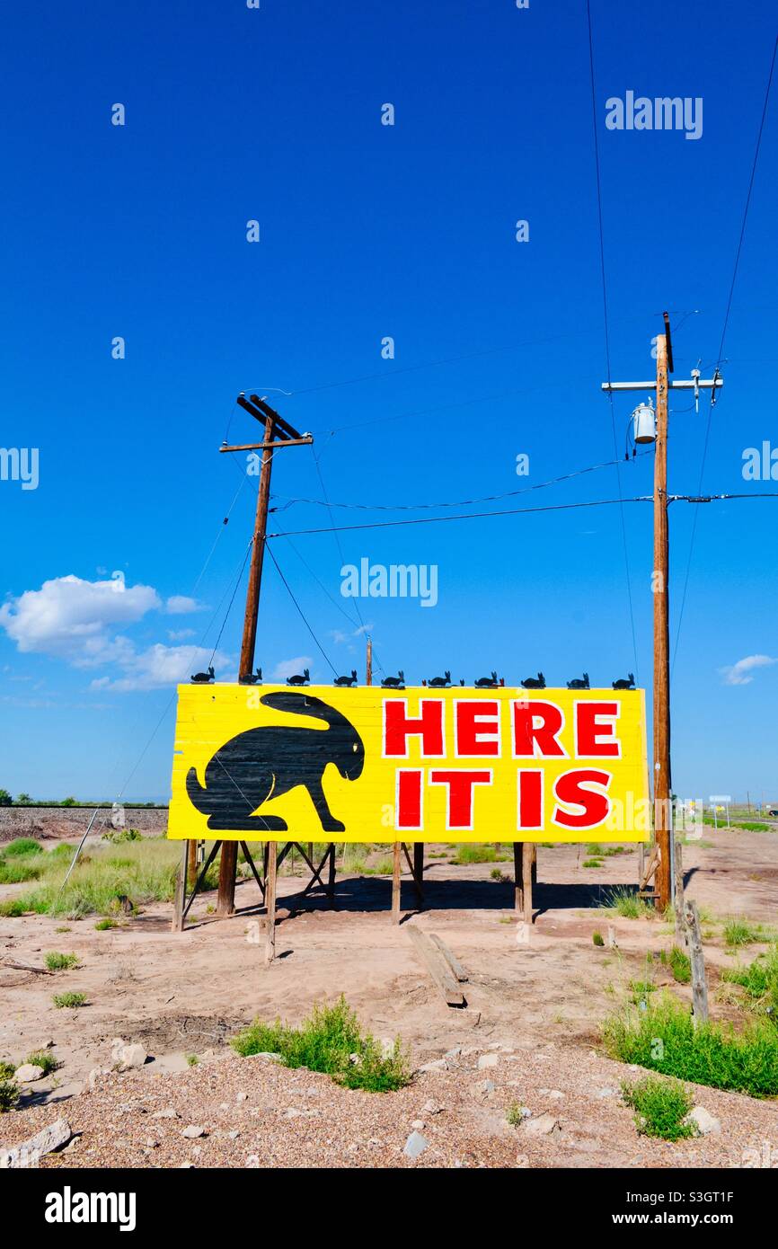 Famous rabbit road side sign along Route 66, USA Stock Photo