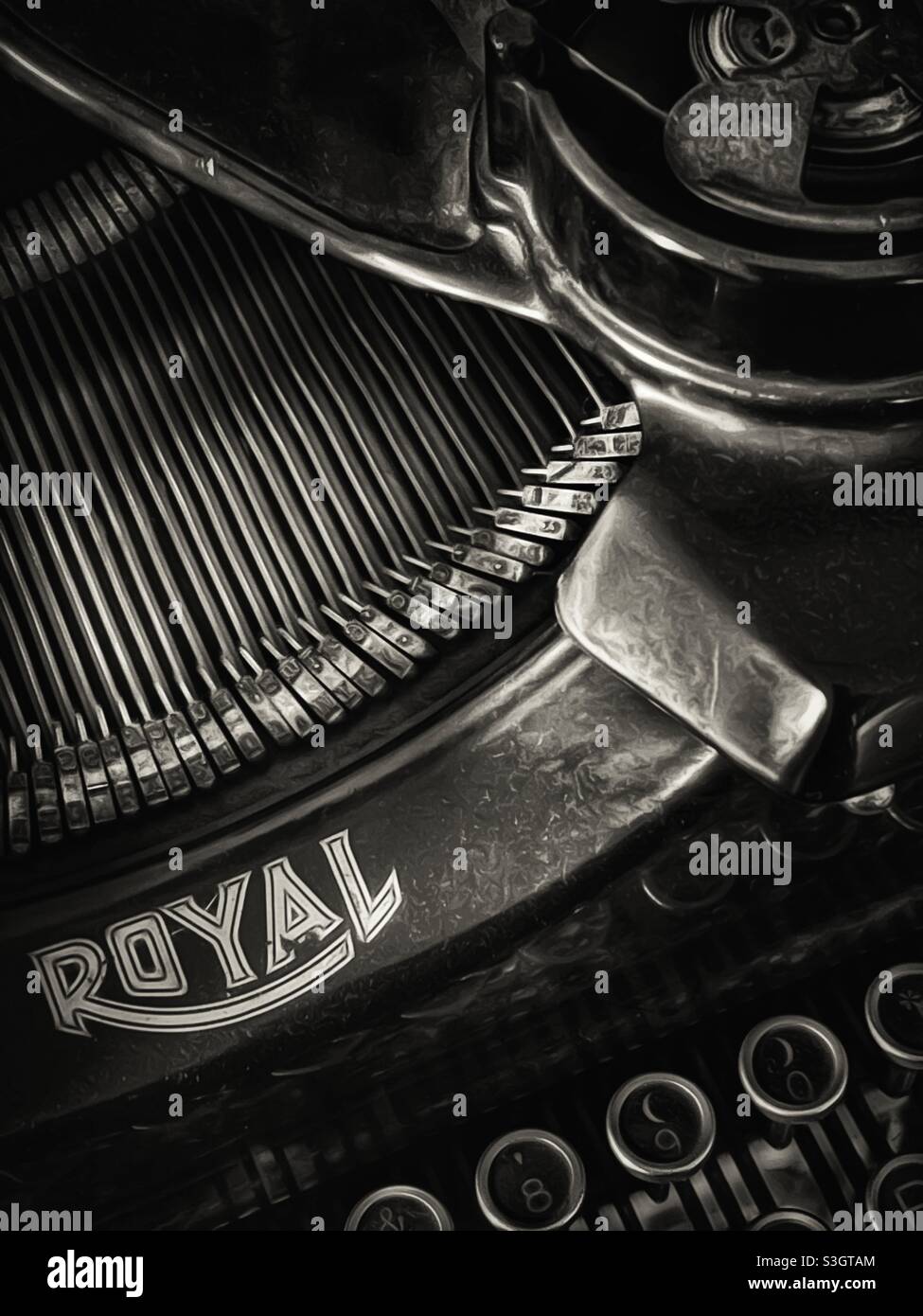 Vintage Royal typewriter in sepia tone Stock Photo
