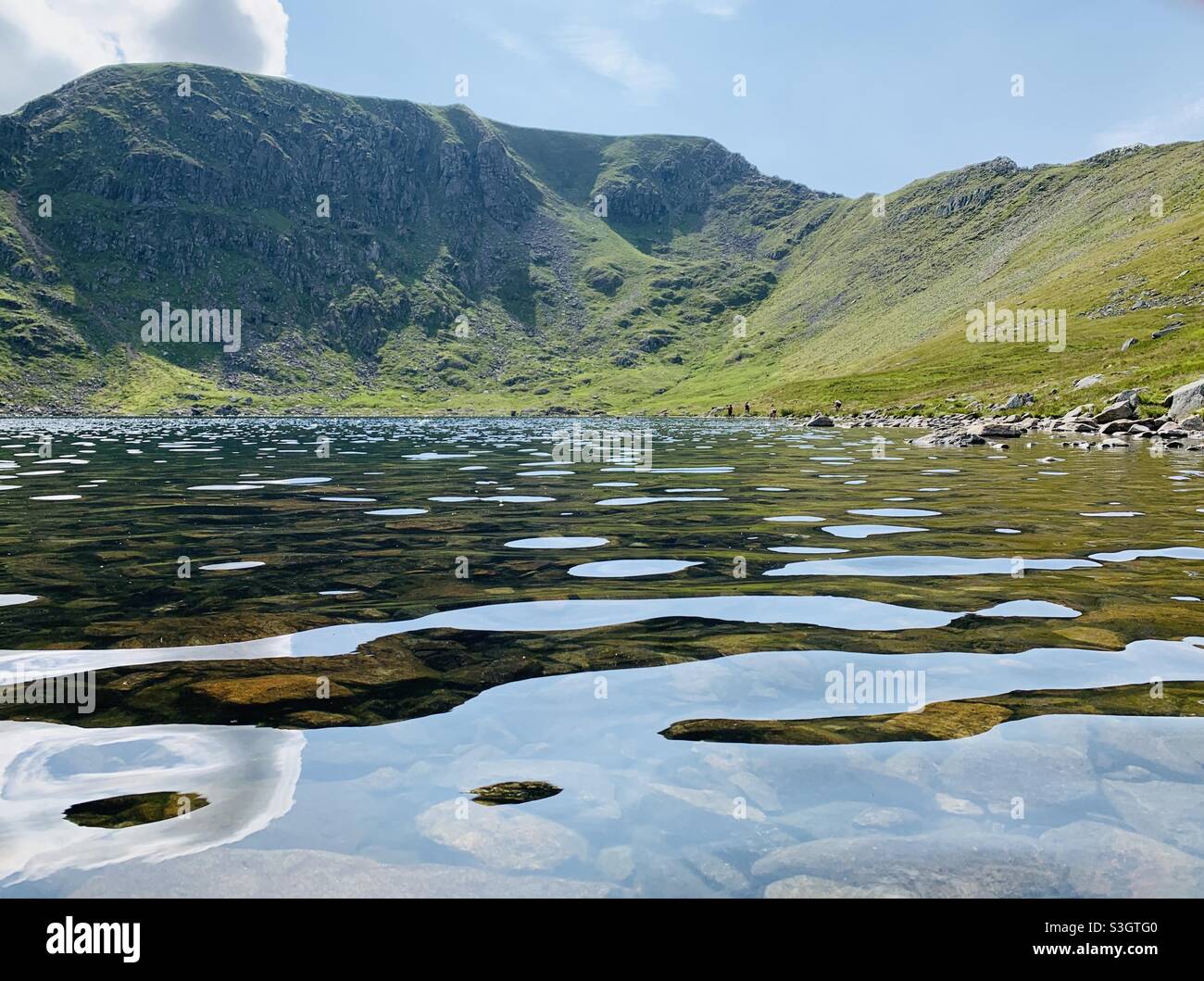 Reflections on the lake at red tarn helvellyn - Smartphone Captured Stock Image