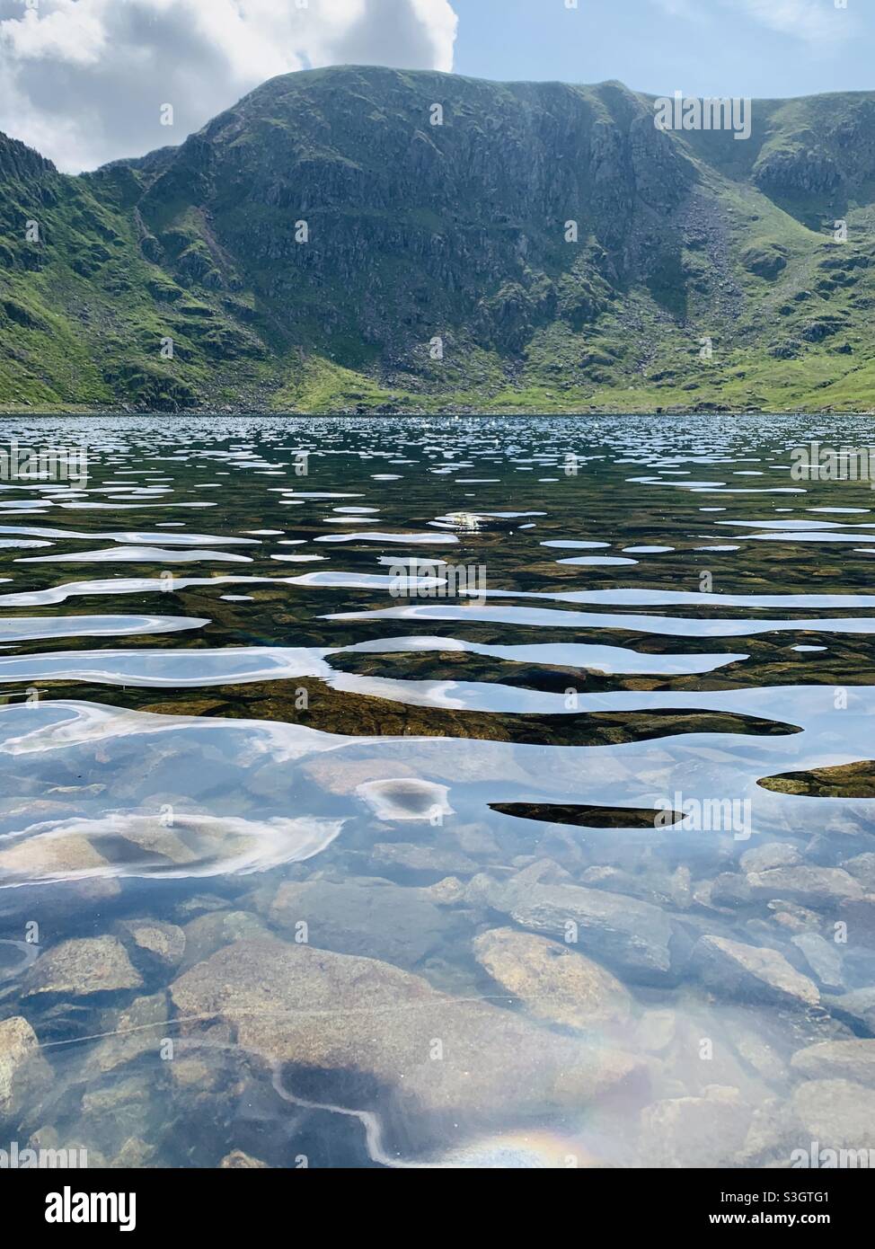 Reflections in the water at red tarn helvellyn Stock Photo